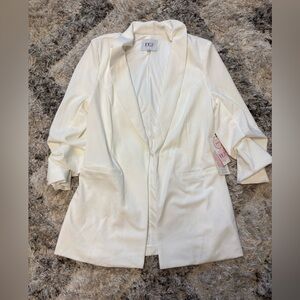 Elegant White Satin Blazer